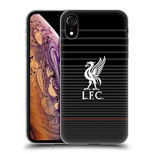 Head Case Designs Officially Licensed Liverpool Football Club White On Black Kit Liver Bird Gel Case [Military Grade Protection] Compatible with Apple iPhone XR - 1