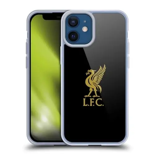 Head Case Designs Officially Licensed Liverpool Football Club Gold Logo On Black Liver Bird Gel Case [Military Grade Protection] Compatible with Apple iPhone 12 Mini and Compatible with MagSafe - 1