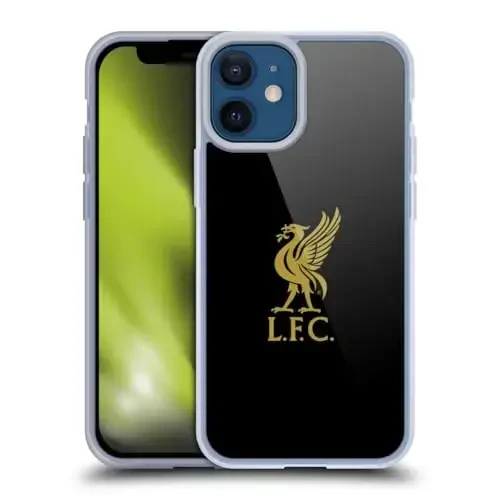 Head Case Designs Officially Licensed Liverpool Football Club Gold Logo On Black Liver Bird Gel Case [Military Grade Protection] Compatible with Apple iPhone 12 Mini - 1