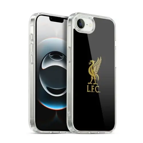 Head Case Designs Officially Licensed Liverpool Football Club Gold Logo On Black Liver Bird Gel Case [Military Grade Protection] Compatible with Apple iPhone 16e - 1