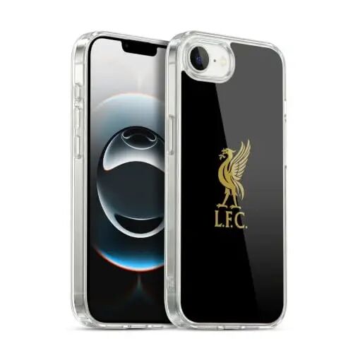 Head Case Designs Officially Licensed Liverpool Football Club Gold Logo On Black Liver Bird Gel Case [Military Grade] Compatible with Apple iPhone 16e / iPhone 17e and Compatible with MagSafe - 1