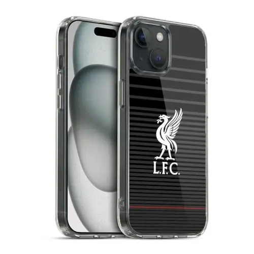 Head Case Designs Officially Licensed Liverpool Football Club White On Black Kit Liver Bird Gel Case [Military Grade Protection] Compatible with Apple iPhone 15 and Compatible with MagSafe - 1
