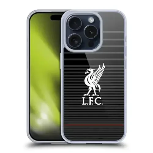 Head Case Designs Officially Licensed Liverpool Football Club White On Black Kit Liver Bird Gel Case [Military Grade Protection] Compatible with Apple iPhone 15 Pro and Compatible with MagSafe - 1
