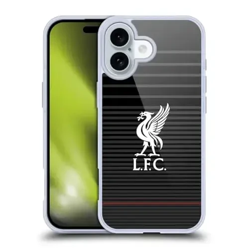 Head Case Designs Officially Licensed Liverpool Football Club White On Black Kit Liver Bird Gel Case [Military Grade Protection] Compatible with Apple iPhone 16 and Compatible with MagSafe - Modazone