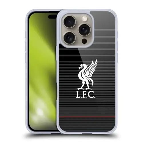 Head Case Designs Officially Licensed Liverpool Football Club White On Black Kit Liver Bird Soft Gel Case Compatible with Apple iPhone 16 Pro - 1