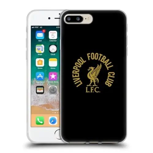 Head Case Designs Officially Licensed Liverpool Football Club Gold LFC On Black Liver Bird Gel Case [Military Grade Protection] Compatible with Apple iPhone 7 Plus/iPhone and Compatible with MagSafe - 1