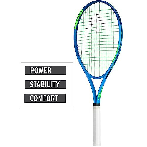 HEAD Ti. Conquest Tennis Racket - Pre-Strung Head Light Balance 27 Inch Racquet - 4 1/2 in Grip, Blue - 7