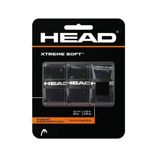 Head Xtreme Soft Raket Overgrip Tenis Raketi Kavrama Bandı 3'lü Paket Siyah, Beyaz, Paket ABD - 1