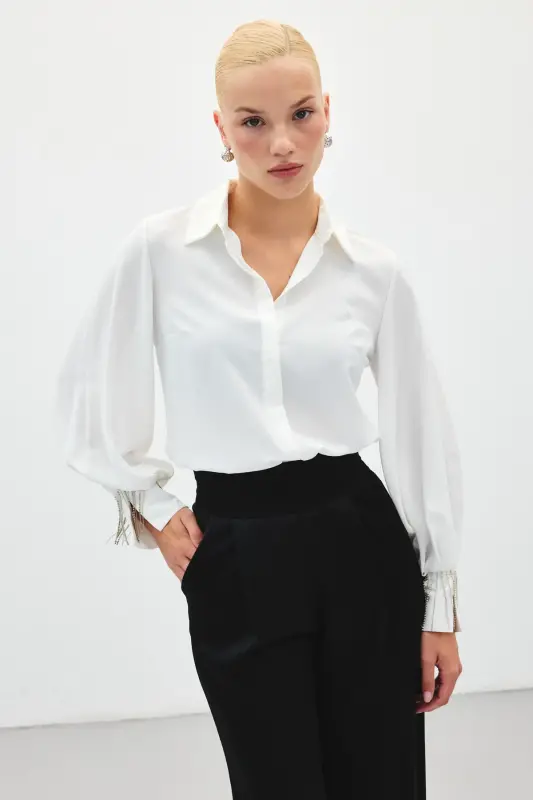 Headline Detailed Shirt - Ecru-ECRU - 12