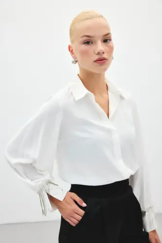 Headline Detailed Shirt - Ecru-ECRU - 14