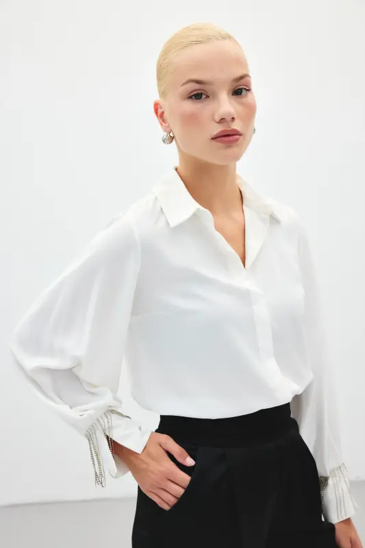 Headline Detailed Shirt - Ecru-ECRU - 14
