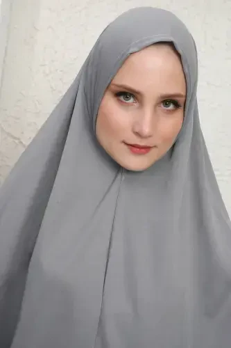Headscarf Woman Prayer Dress-Gray - 6