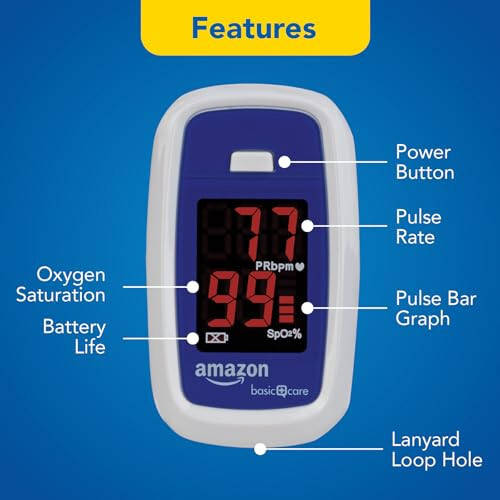 HealthWise Pulse Oximeter | Blood Oxygen Saturation | Complete System Monitor Lanyard and Batteries | Portable Spot-Check Monitoring | Blood Oxygen Saturation (SPO2) and Pulse Rate (BPM) - 4