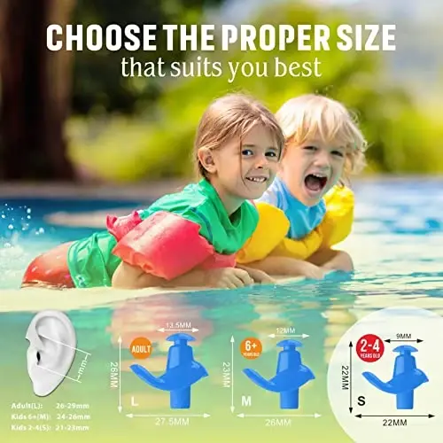 Hearprotek 2 Pairs Swimming Ear Plugs for Kids, Soft Reusable Water earplugs for Kids Swimming Bathing and Other Water Sports - 3