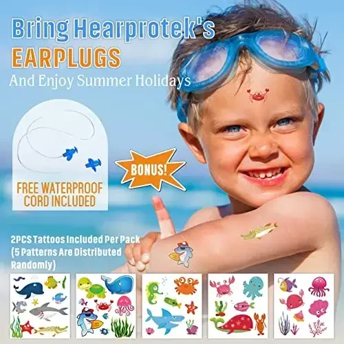 Hearprotek 2 Pairs Swimming Ear Plugs for Kids, Soft Reusable Water earplugs for Kids Swimming Bathing and Other Water Sports - 4