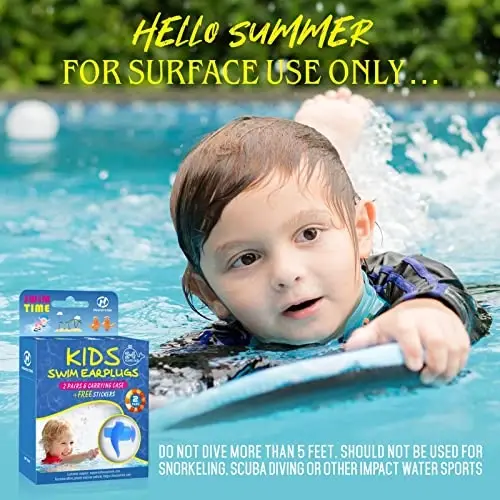 Hearprotek 2 Pairs Swimming Ear Plugs for Kids, Soft Reusable Water earplugs for Kids Swimming Bathing and Other Water Sports - 5