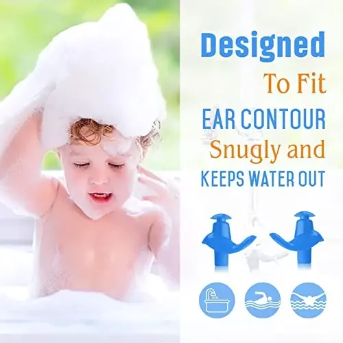 Hearprotek 2 Pairs Swimming Ear Plugs for Kids, Soft Reusable Water earplugs for Kids Swimming Bathing and Other Water Sports - 2