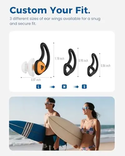 Hearprotek Ear Plugs for Swimming, [2 Pairs] Swim Ear Plugs Adults-Waterproof Silicone Water earplugs for Men Women Juniors Swimmers Pool Shower Bathing (Orange) - 4