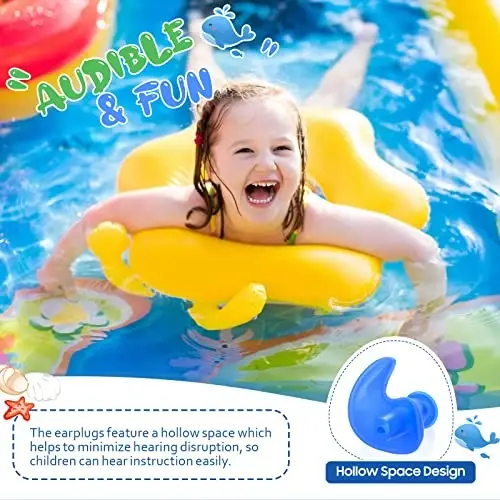 Hearprotek Swimming Ear Plugs, 3 Pairs Soft Waterproof Reusable Earplugs for Swimming Showering Bathing and Other Water Sports Suitable for 6+ Kids(Blue/Orange/Purple) - 5