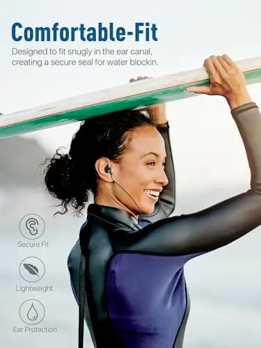 Hearprotek Swimmer Ear Plugs, 1 Pair Custom-fit Water Protection Adult Swimming Earplugs for Swimmers Surfer, Universal-fit with Lanyard, Perfect for Swimming,Surfing, Other Water Activities Black - 4