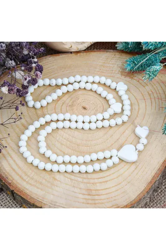Heart Embroidered Scented Rosary White - Unboxed-WHITE2 - 2