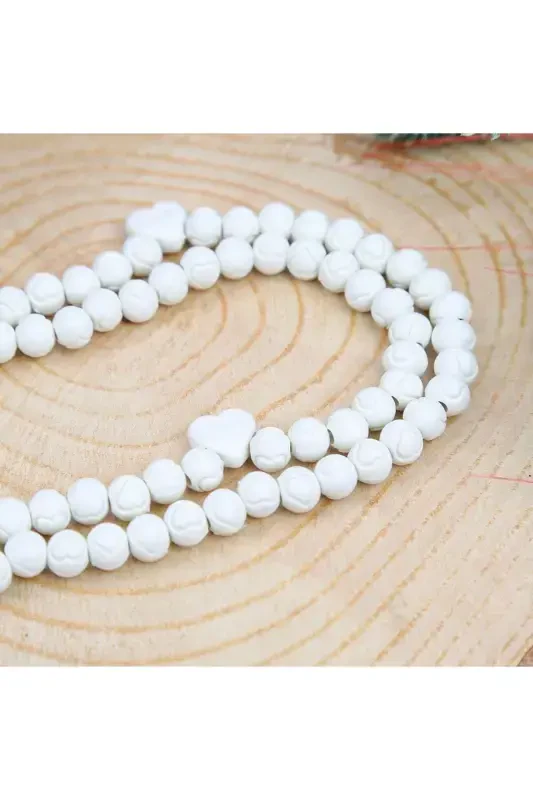 Heart Embroidered Scented Rosary White - Unboxed-WHITE2 - 5