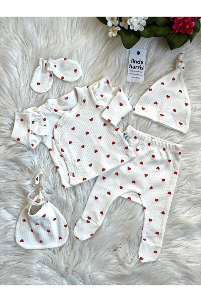 Heart Pattern 5-Piece Newborn Girl Hospital Discharge Set - 7