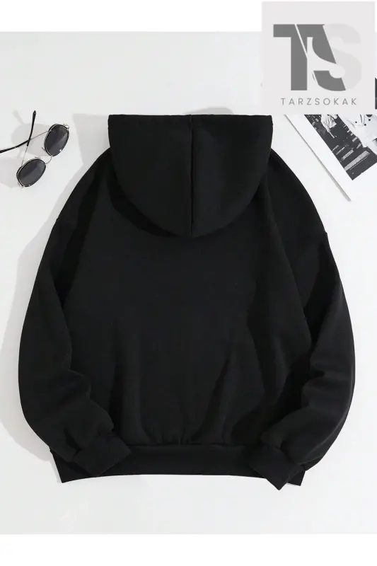 Heart Pattern Minimal Spider Sweatshirt Zippered Cardigan - black - 2