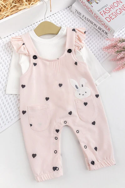 Heart-Patterned Frilled 100% Cotton Baby Girl Romper Set - BABYMOD