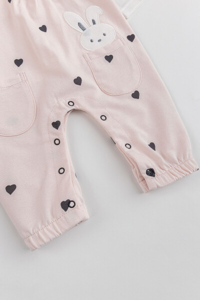 Heart-Patterned Frilled 100% Cotton Baby Girl Romper Set - 5