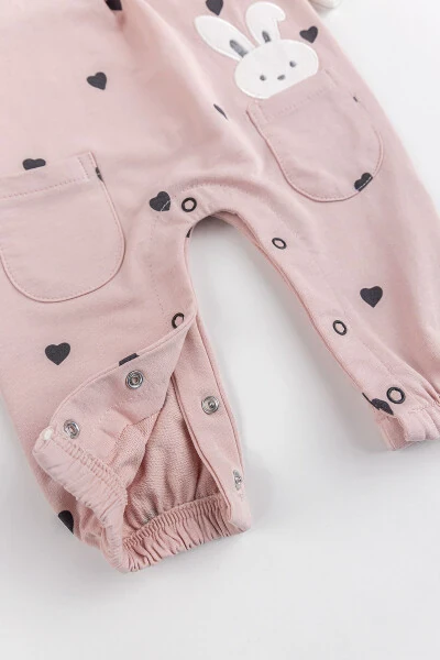 Heart-patterned frilly 100% cotton baby girl romper set - 3