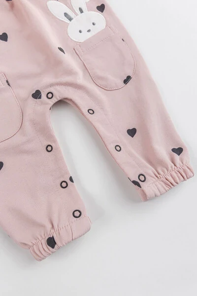 Heart-patterned frilly 100% cotton baby girl romper set - 4