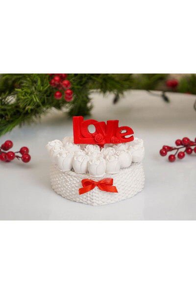 Heart Potted White Love Roses Scented Stone Flower Arrangement Birthday Gift - GENEL MARKALAR