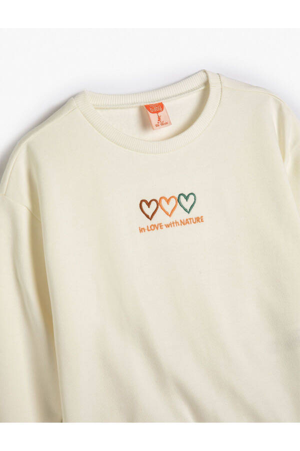 Heart Print Fleece Cotton Sweatshirt - 3