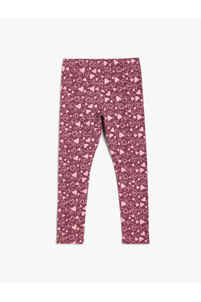 Heart print leggings, elastic waist, cotton. - 2