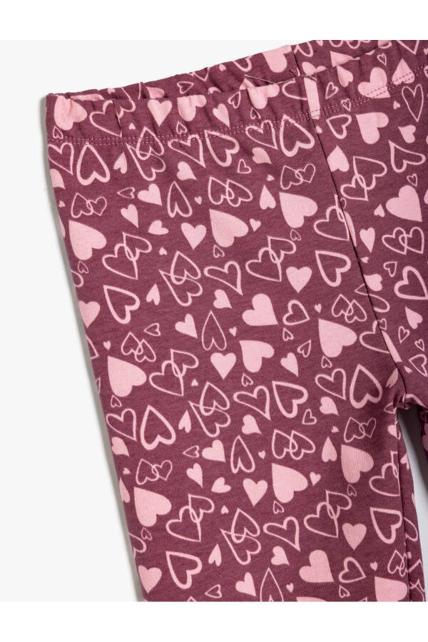 Heart print leggings, elastic waist, cotton. - 3