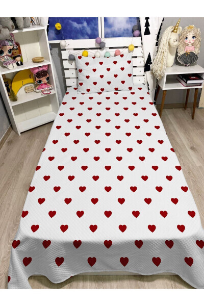 Heart-Shaped Quilt Set Single - YOK YOK EVIM EVE DAIR HER ŞEY