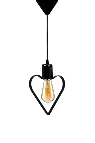 Heart Single Metal Pendant Chandelier Black Heart Rustic Wrought Iron Ceiling Lamp-Black - 4