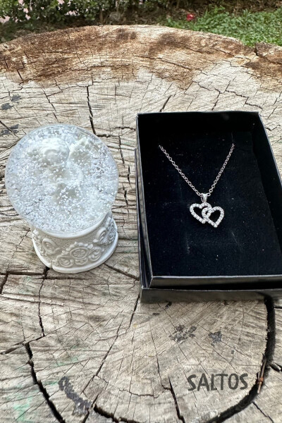 Heart Zircon Stone Necklace and Snow Globe Birthday Gift for Friend Girlfriend Necklace Sphere Heart - 4