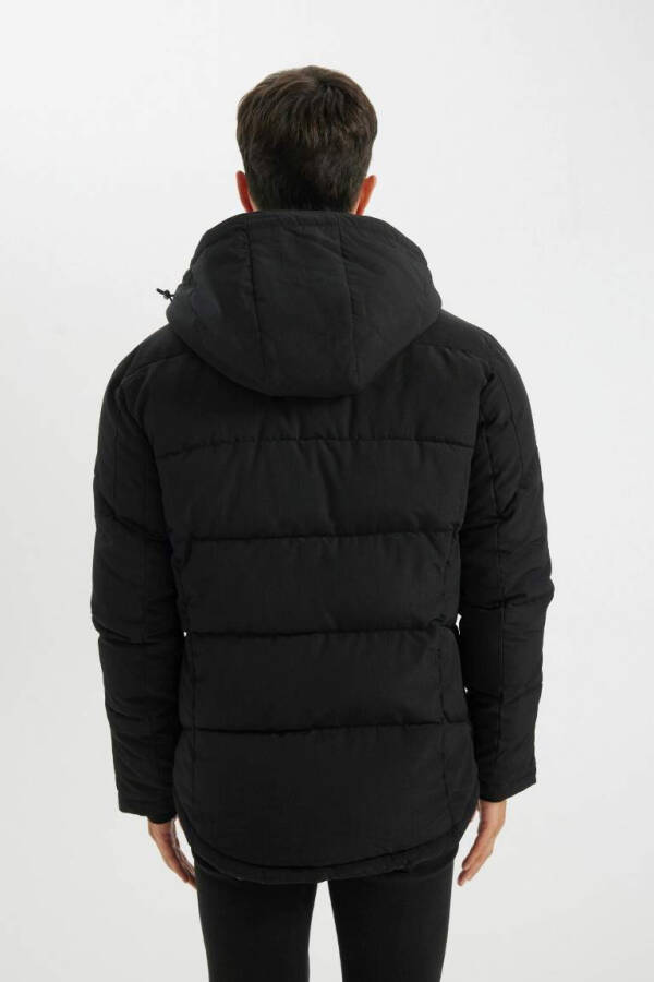 Heat-insulated Inflatable Jacket with Removable Hood, Fleece Lining, and Waterproofing in Black - 10