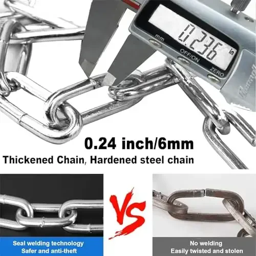 Heavy Duty Anti-Theft Bike Chain Lock, 2.72 Ft Security Lock with 3 Keys, Waterproof for Scooter, Motorcycle, Door, Gate, Fence - Weogine (1)