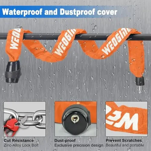 Heavy Duty Anti-Theft Chain Lock - 2.72 Ft Security Lock with 3 Keys, Waterproof for Scooter, Motorcycle, Door, Gate, Fence - 4