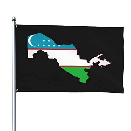 Heavy Duty Flag Map of Uzbekistan Flag 4x6 Ft Durable Outdoor Banner Home Party Welcome Flag Patio Decor Flag - 1