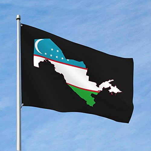 Heavy Duty Flag Map of Uzbekistan Flag 4x6 Ft Durable Outdoor Banner Home Party Welcome Flag Patio Decor Flag - 2