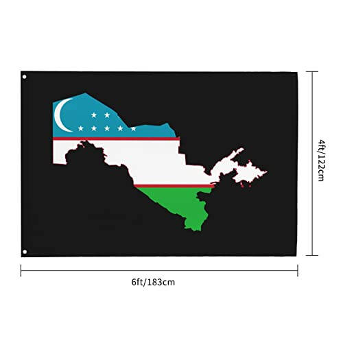 Heavy Duty Flag Map of Uzbekistan Flag 4x6 Ft Durable Outdoor Banner Home Party Welcome Flag Patio Decor Flag - 3