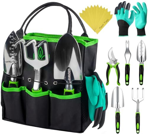 Heavy Duty Garden Tools 22 Pieces Set - Rust Proof, Durable Gardening Supplies - Ergonomic Gardening Hand Tools - Ideal Gardening Gifts for Women - 7