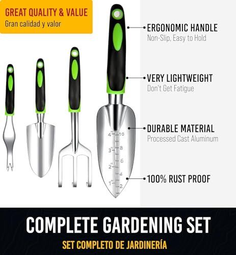 Heavy Duty Garden Tools 22 Pieces Set - Rust Proof, Durable Gardening Supplies - Ergonomic Gardening Hand Tools - Ideal Gardening Gifts for Women - 8