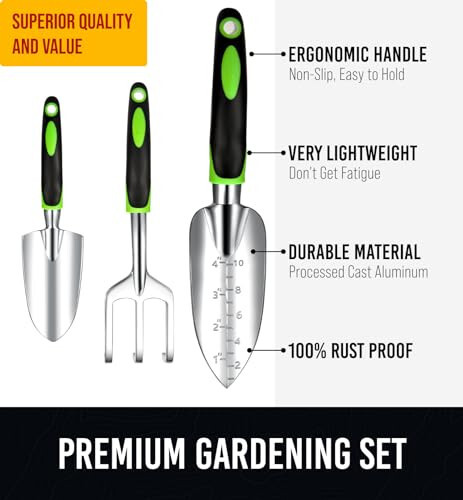 Heavy Duty Garden Tools 22 Pieces Set - Rust Proof, Durable Gardening Supplies - Ergonomic Gardening Hand Tools - Ideal Gardening Gifts for Women - 2