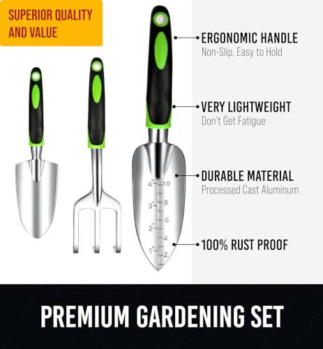 Heavy Duty Garden Tools 22 Pieces Set - Rust Proof, Durable Gardening Supplies - Ergonomic Gardening Hand Tools - Ideal Gardening Gifts for Women - 2