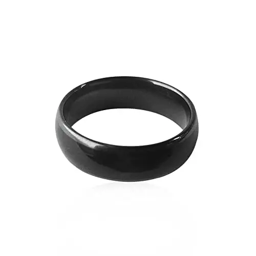 hecere Waterproof Ceramic NFC Ring, NFC Forum Type 2 215 496 Bytes Chip Universal for Mobile Phone, All-Round Sensing Technology Wearable Smart Ring, Fasion Ring for Men or Women (8#, Black) - 1